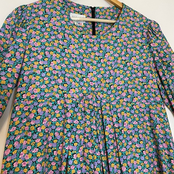 Vintage Bright Floral Dress Relaxed Fit Maternity Pleated Cottagecore Prairie 12 - Picture 7 of 14
